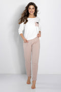  Piżama Damska Model Eliza 223380 Ecru/Powder Pink - Momenti Per Me 