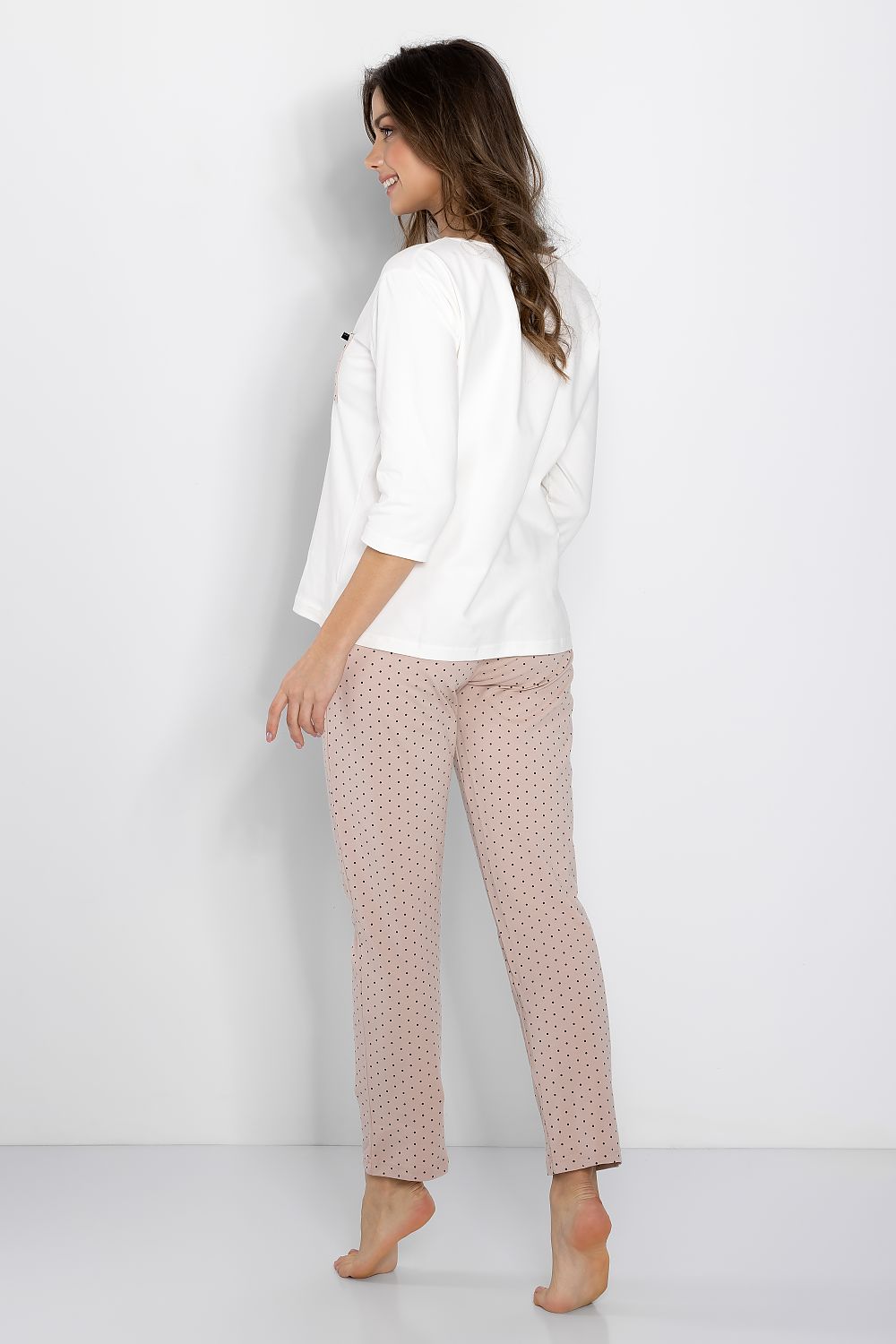  Piżama Damska Model Eliza 223380 Ecru/Powder Pink - Momenti Per Me 