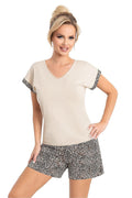  Piżama Damska Model Omari Short 213601 Beige/Panterka - Donna 