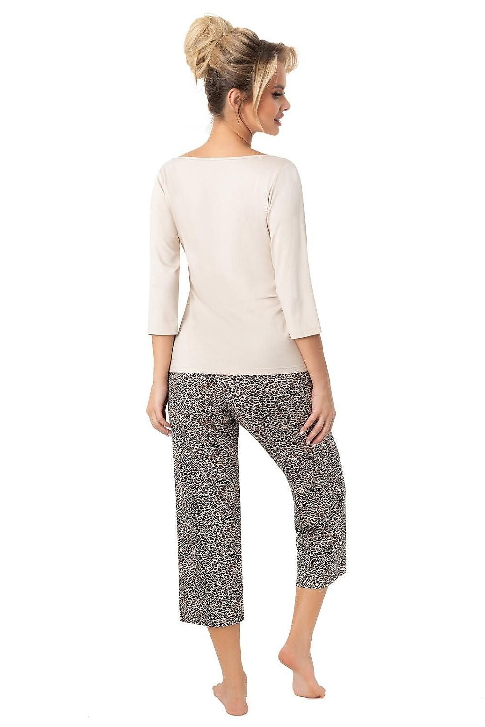  Piżama Damska Model Omari 3/4 213604 Beige/Panterka - Donna 