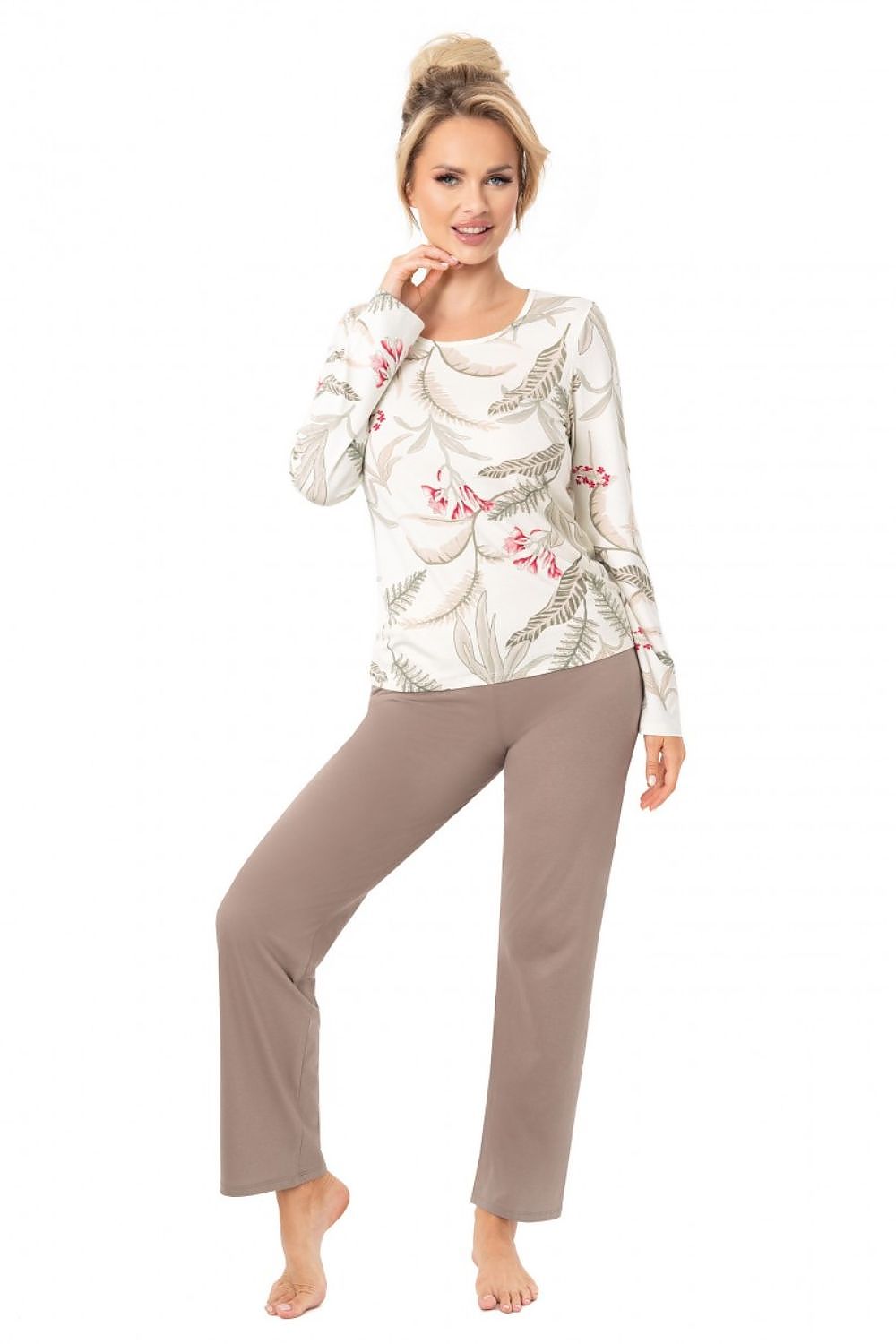  Piżama Damska Model Michelle Long 217008 Beige/Ecru - Donna 