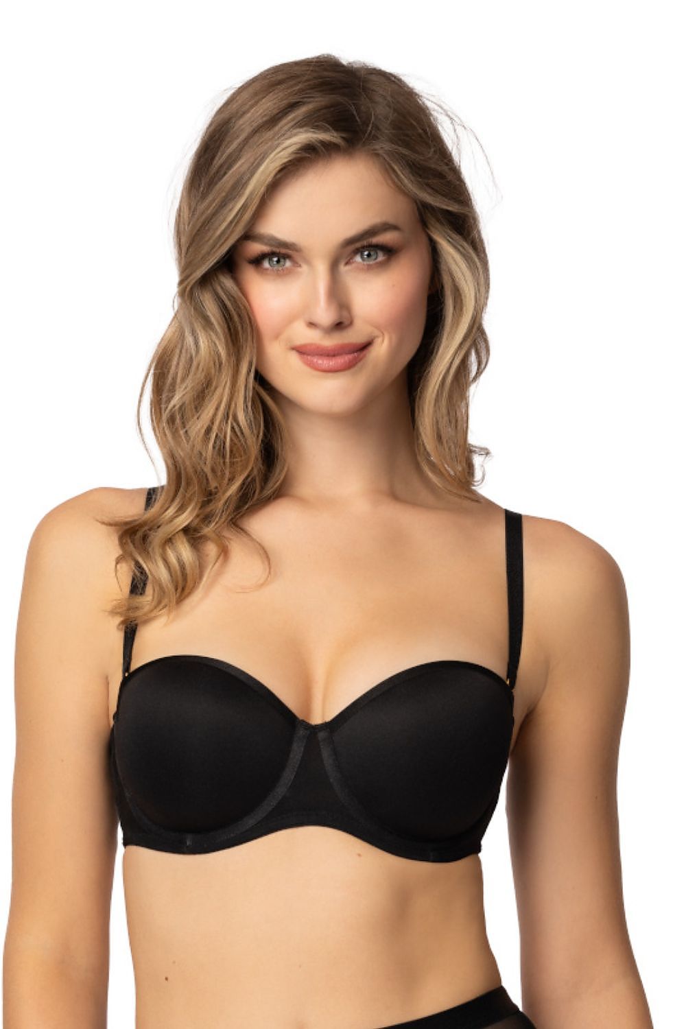   Biustonosz Bardotka Model Capri M-0204/12 M-909/1 Black - Mat 
