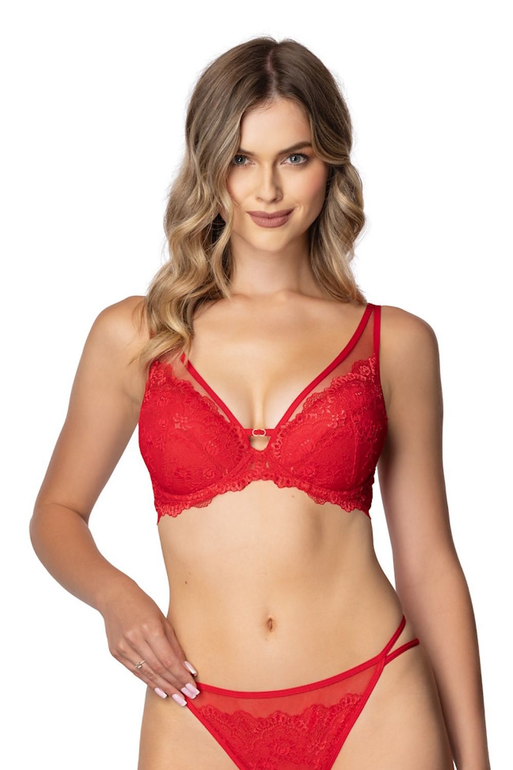  Biustonosz push up Biustonosz Push-up Model Kisses M-4026/11 Red - Mat 