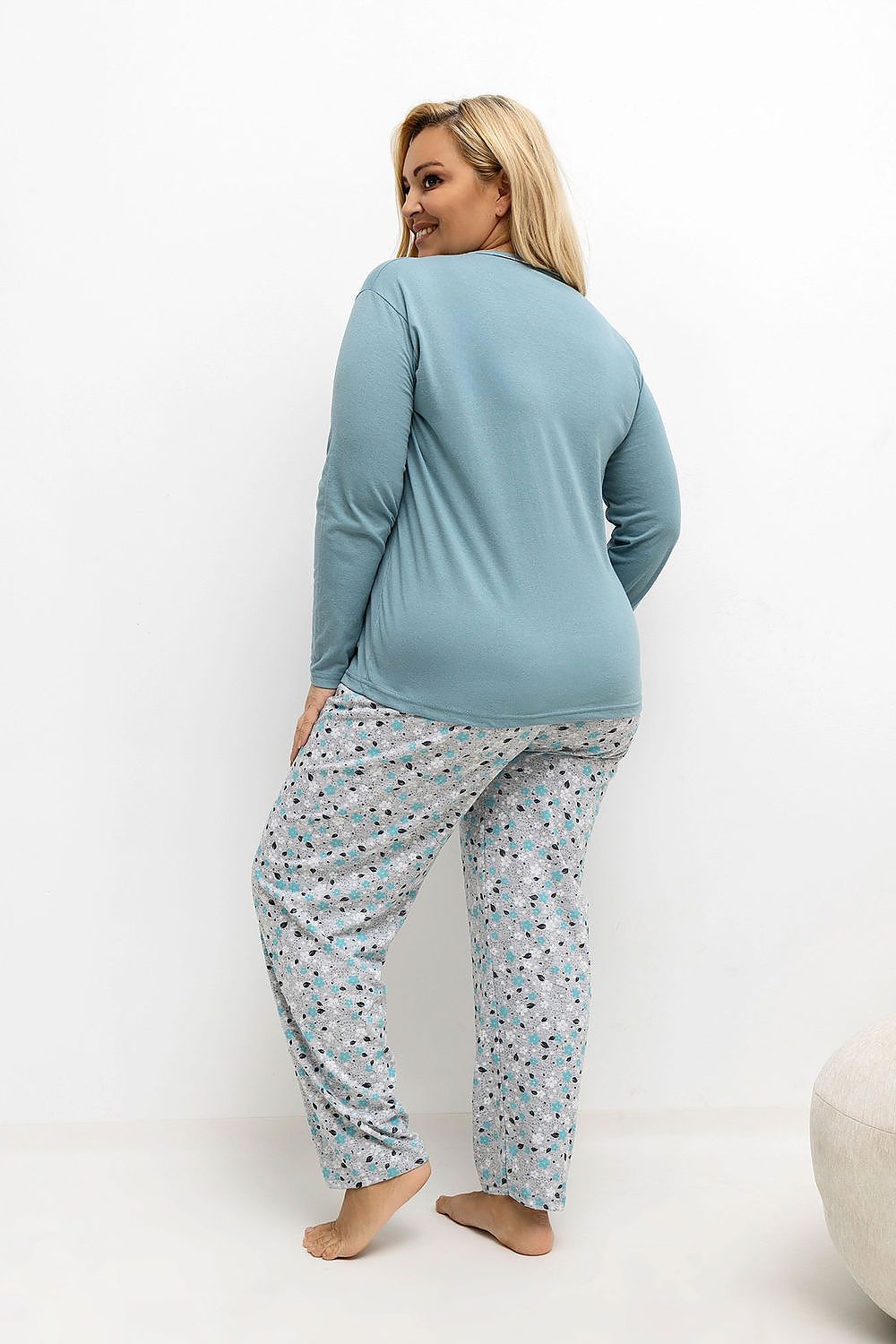   Piżama Damska Plus Size Model DU-KN-FP-502.97 Dark Mint - Forever Pink 