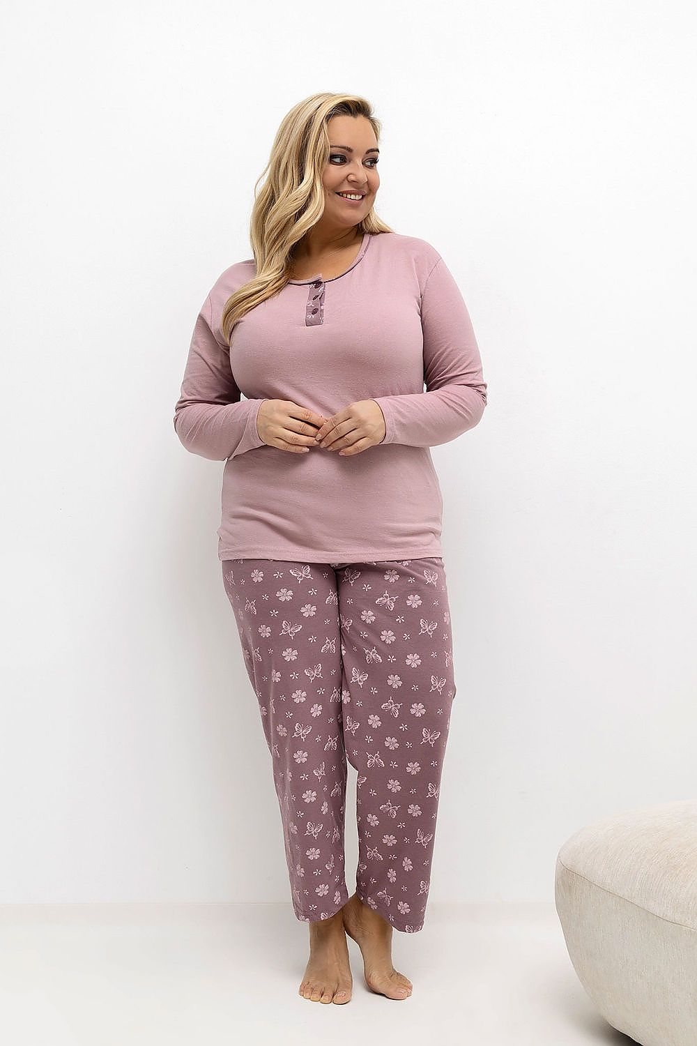   Piżama Damska Plus Size Model DU-PI-FP-500.25 Light Pink - Forever Pink 