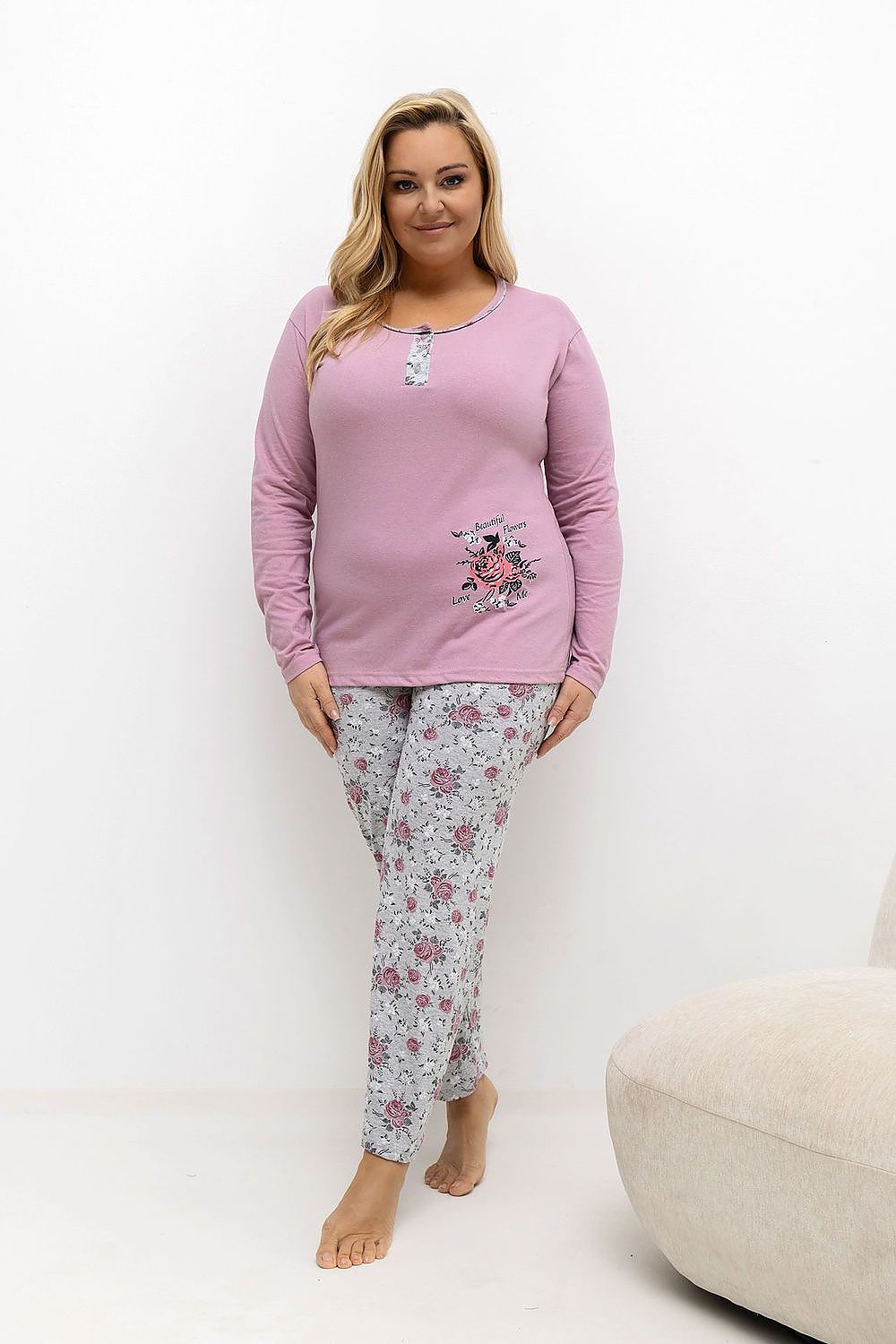   Piżama Damska Plus Size Model DU-PI-FP-506.56 Dark Pink - Forever Pink 