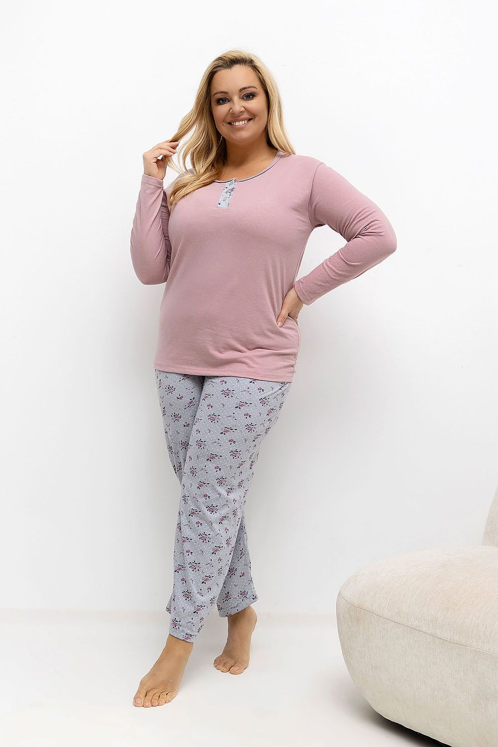   Piżama Damska Plus Size Model DU-PI-FP-501.22 Dark Pink - Forever Pink 