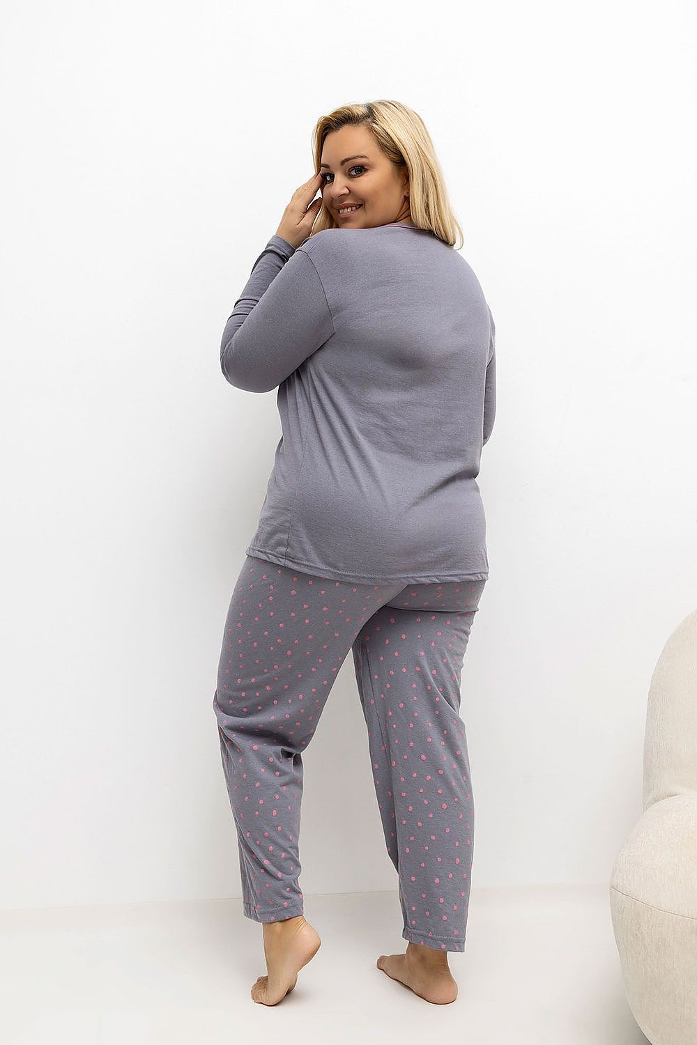   Piżama Damska Plus Size Model DU-PI-FP-505.05P Dark Grey - Forever Pink 