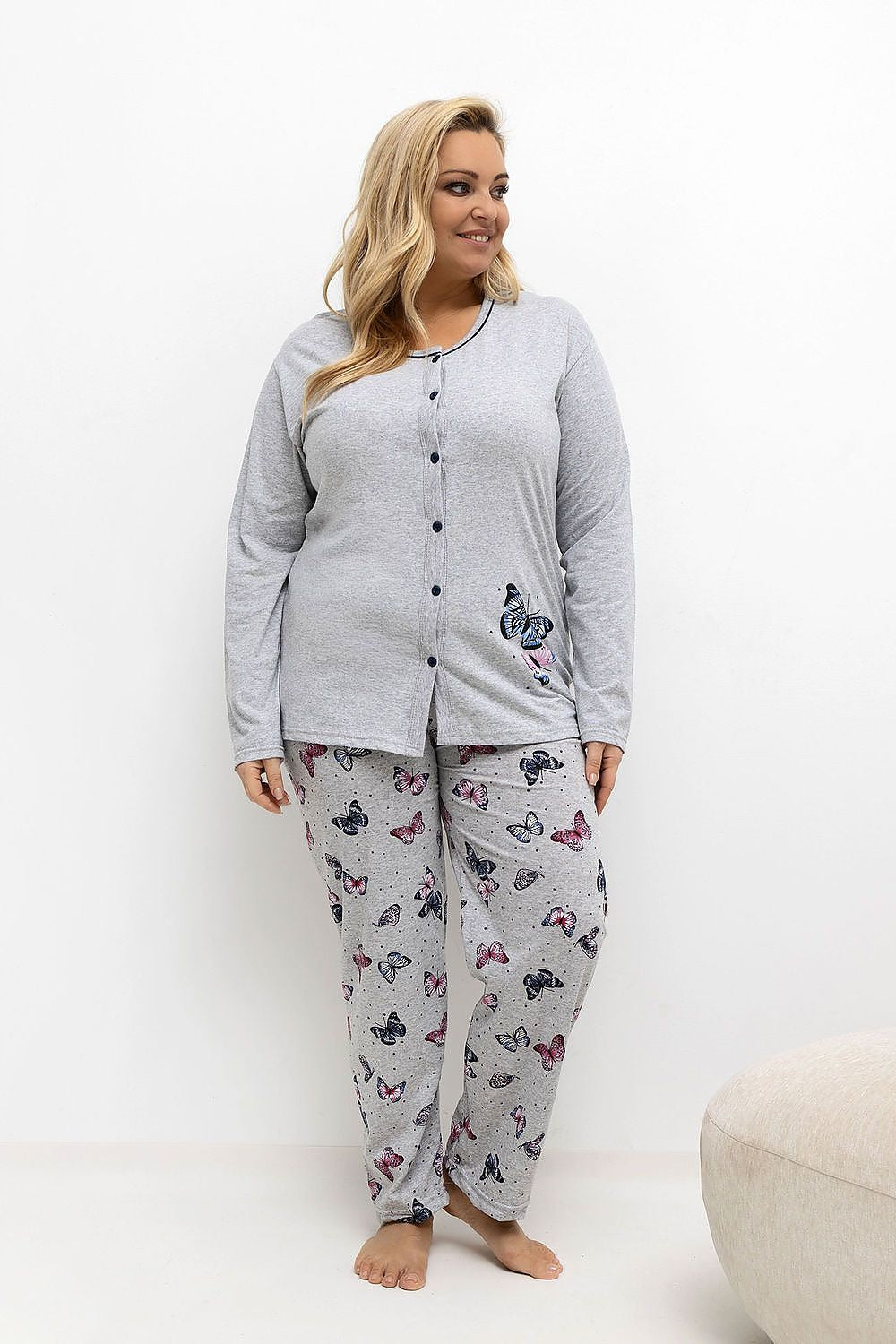   Piżama Damska Plus Size Model DU-PI-FP-504.17 Grey - Forever Pink 