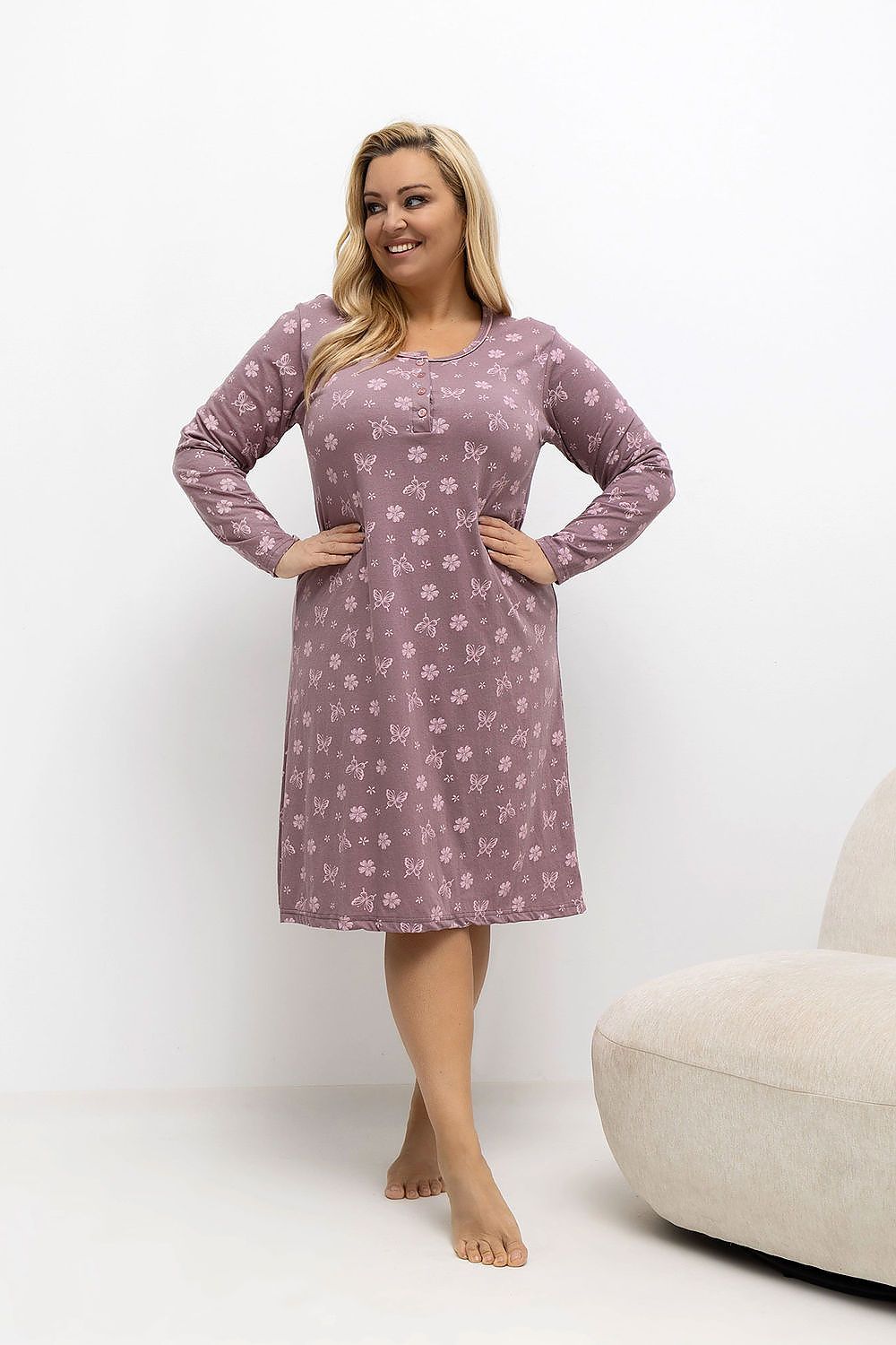   Koszula Nocna Plus Size Model DU-KN-FP-603.15P Dark Pink - Forever Pink 