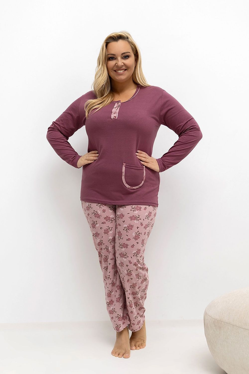   Piżama Damska Plus Size Model DU-PI-FP-508.57 Dark Pink - Forever Pink 
