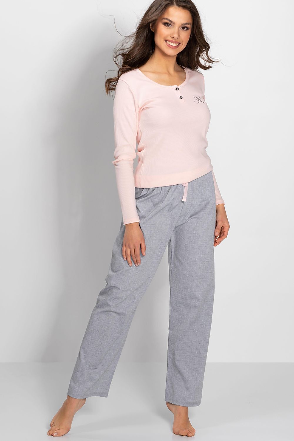  Piżama Damska Model Linda 179489 Pink/Grey - Momenti Per Me 