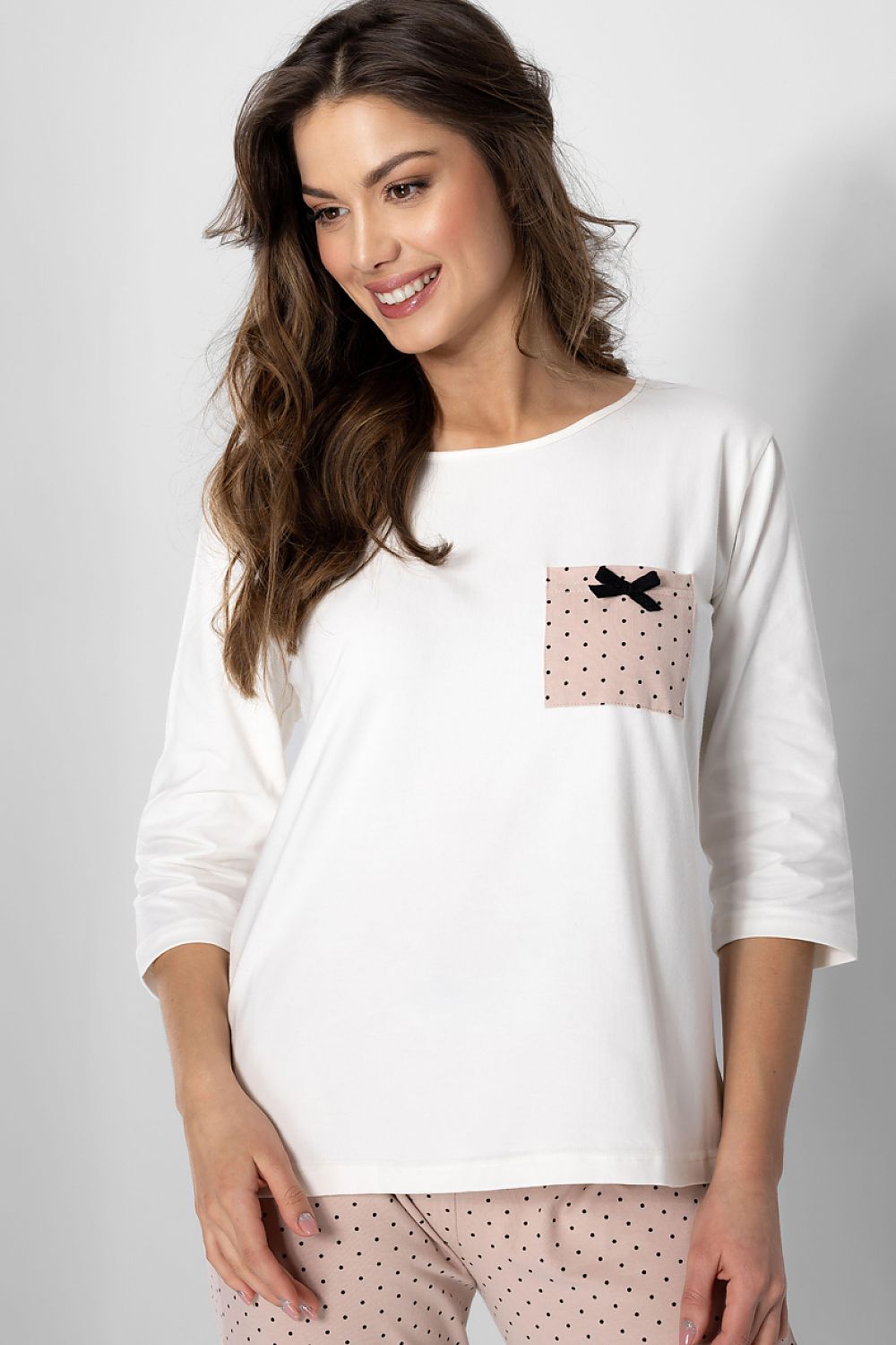 Piżama Damska Model Eliza 223380 Ecru/Powder Pink - Momenti Per Me 