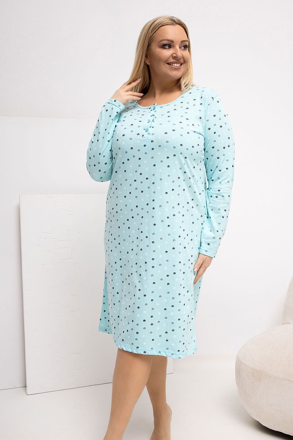   Koszula Nocna Plus Size Model DU-KN-FP-607.04P Mint - Forever Pink 