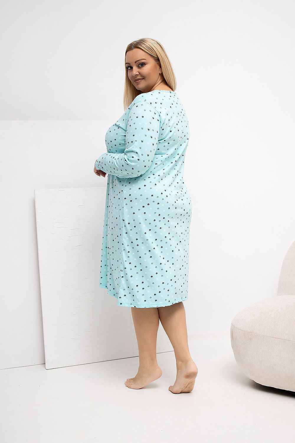   Koszula Nocna Plus Size Model DU-KN-FP-607.04P Mint - Forever Pink 