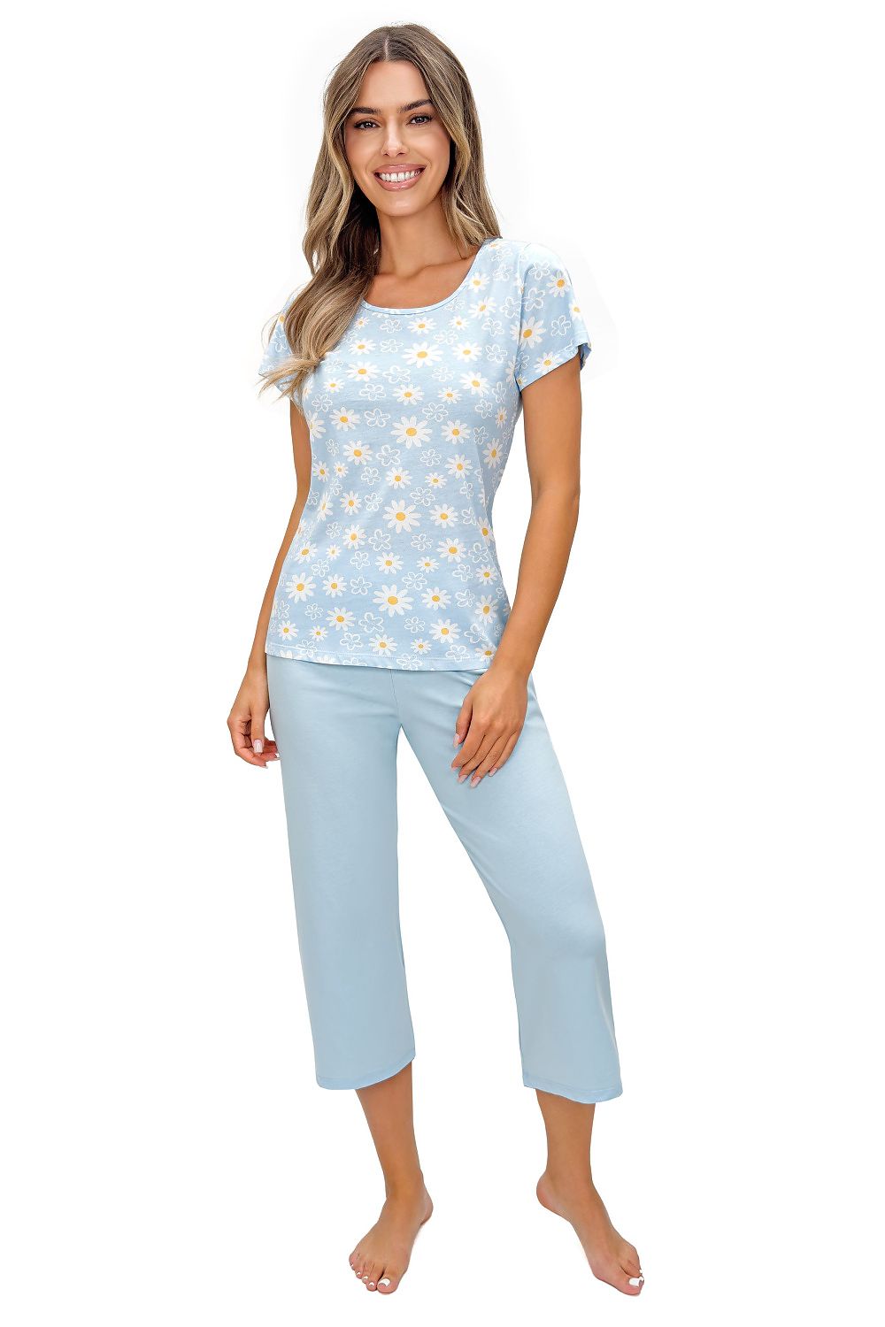  Piżama Damska Model Margaret 3/4 226485 Błękit Wzór - Donna 