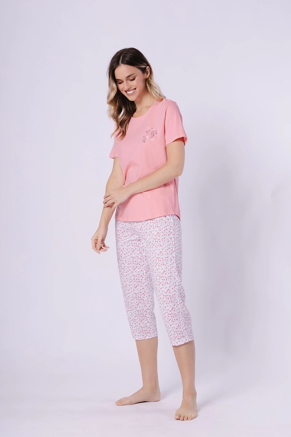  Piżama Damska Model Oksana 1721 Coral/White - M-Max 