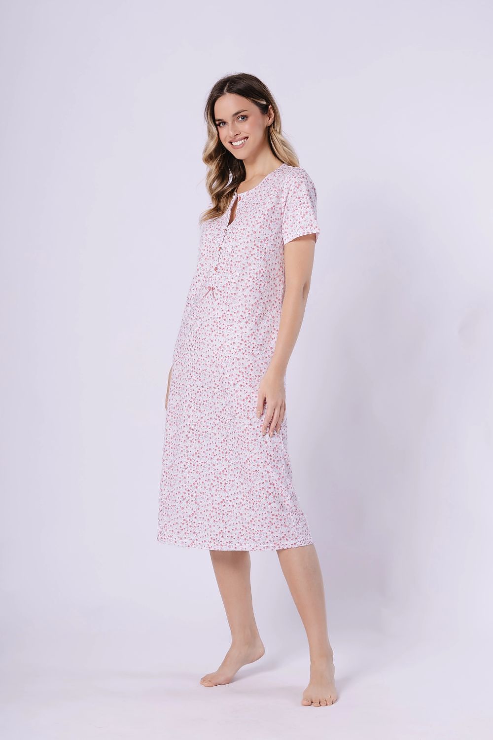  Koszulka nocna Koszula Nocna Model Oriana 1723 Coral/White - M-Max 