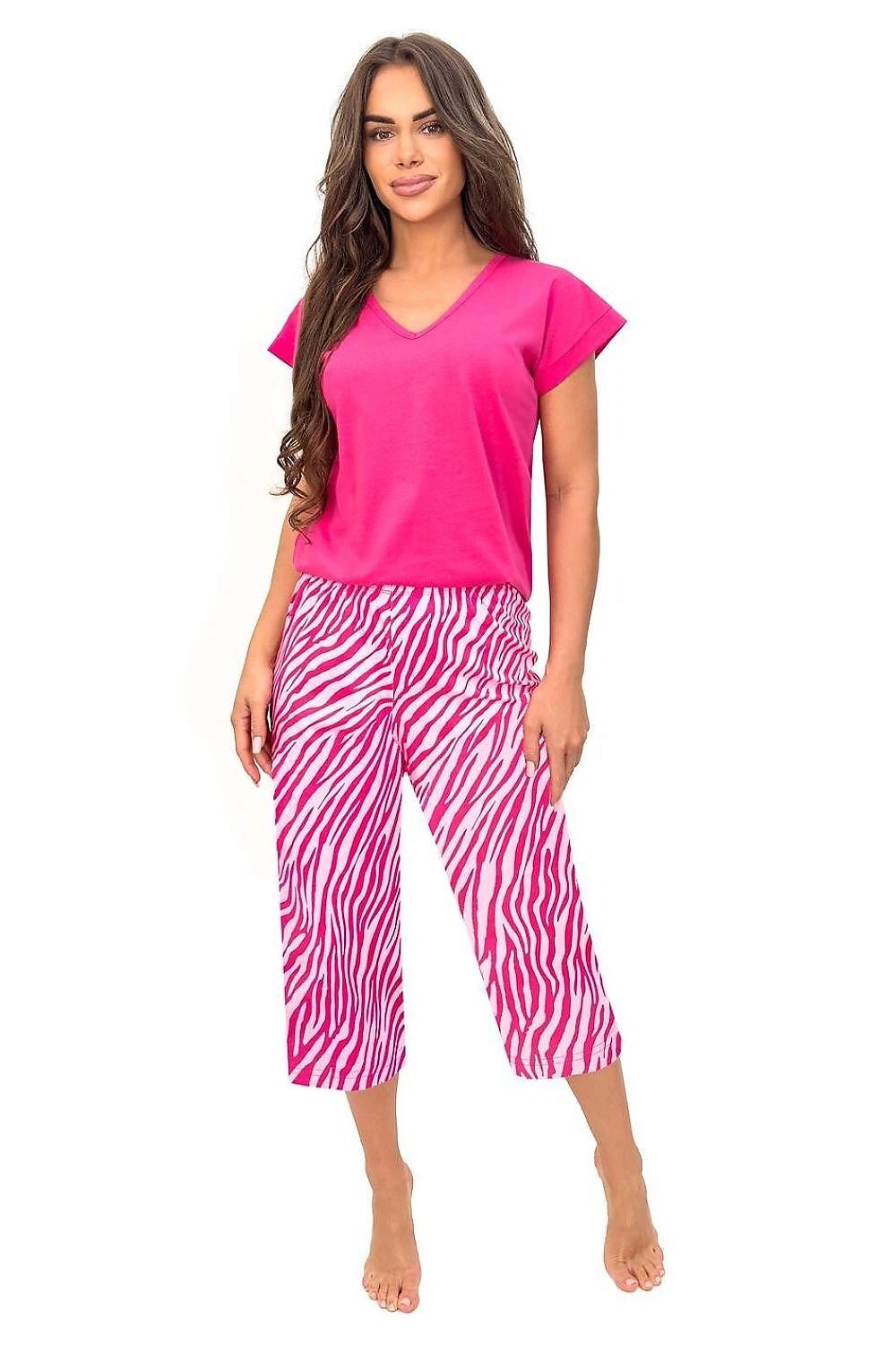  Piżama Damska Model Zebra 3/4 228181 Fuksja - Donna 
