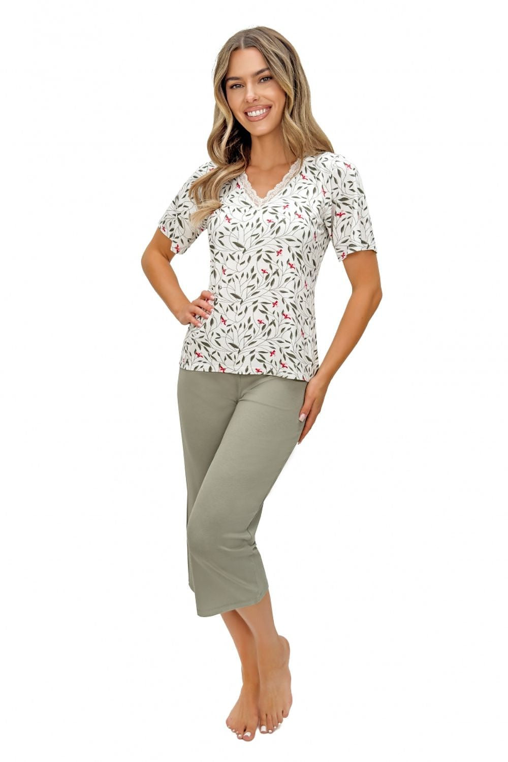  Piżama Damska Model Melisa 3/4 228997 Green/Ecru - Donna 