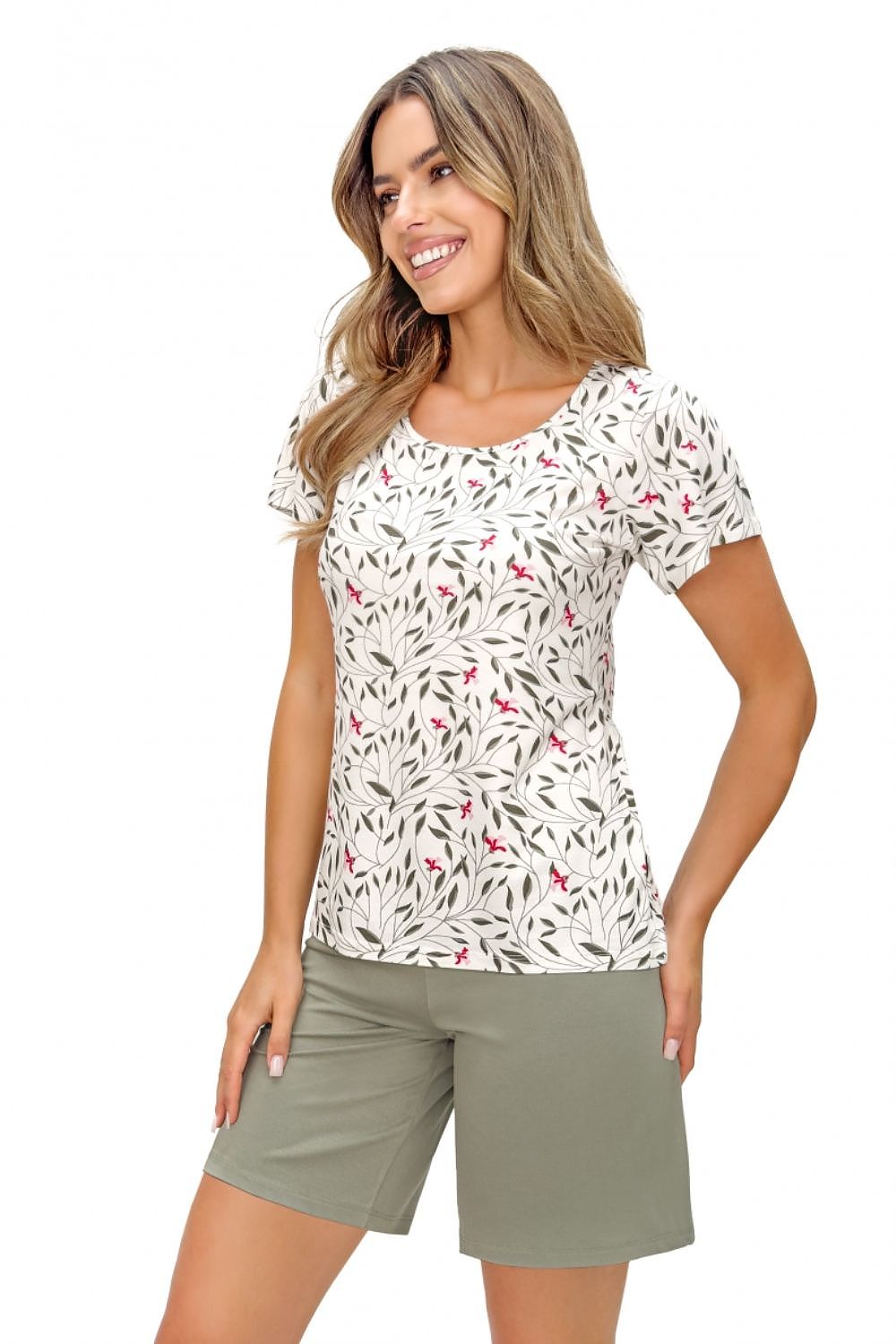 Piżama Damska Model Melisa 1/2 228979 Ecru/Green - Donna 