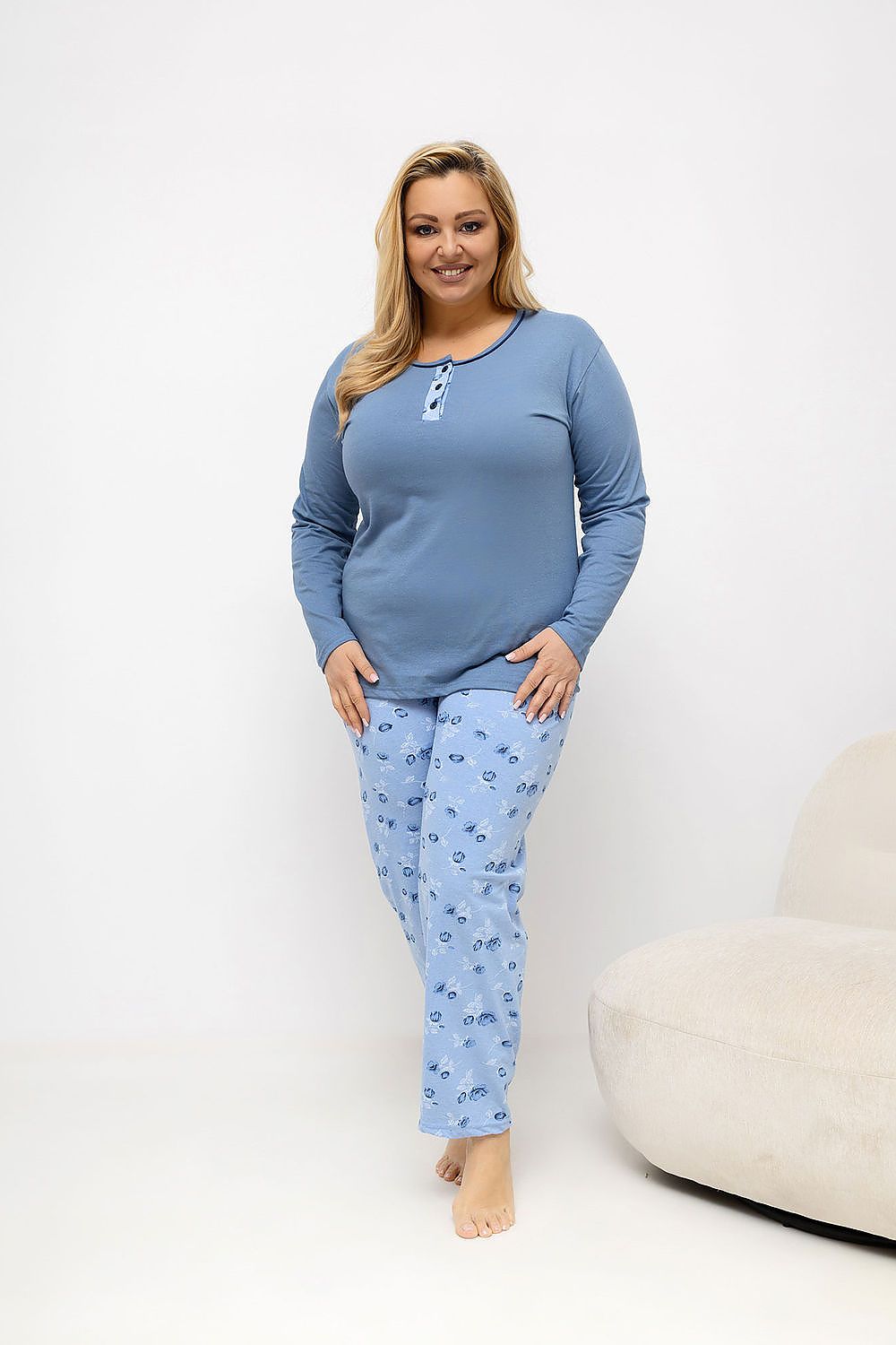   Piżama Damska Plus Size Model DU-PI-FP-510.13 Blue - Forever Pink 