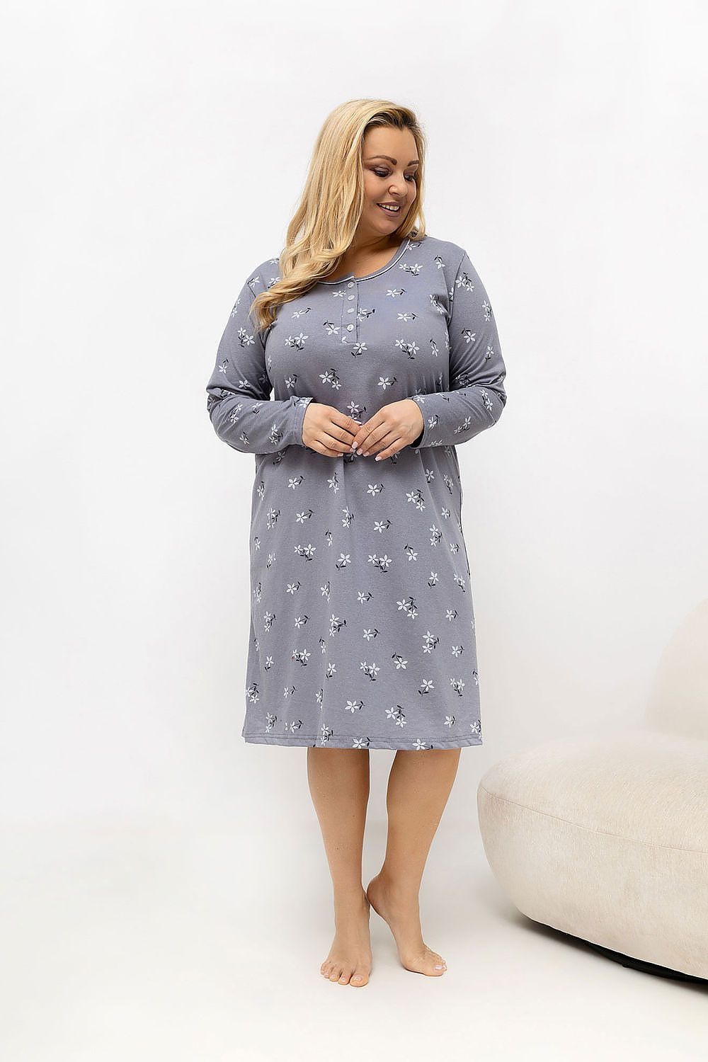   Koszula Nocna Plus Size Model DU-KN-FP-606.09 Dark Grey - Forever Pink 