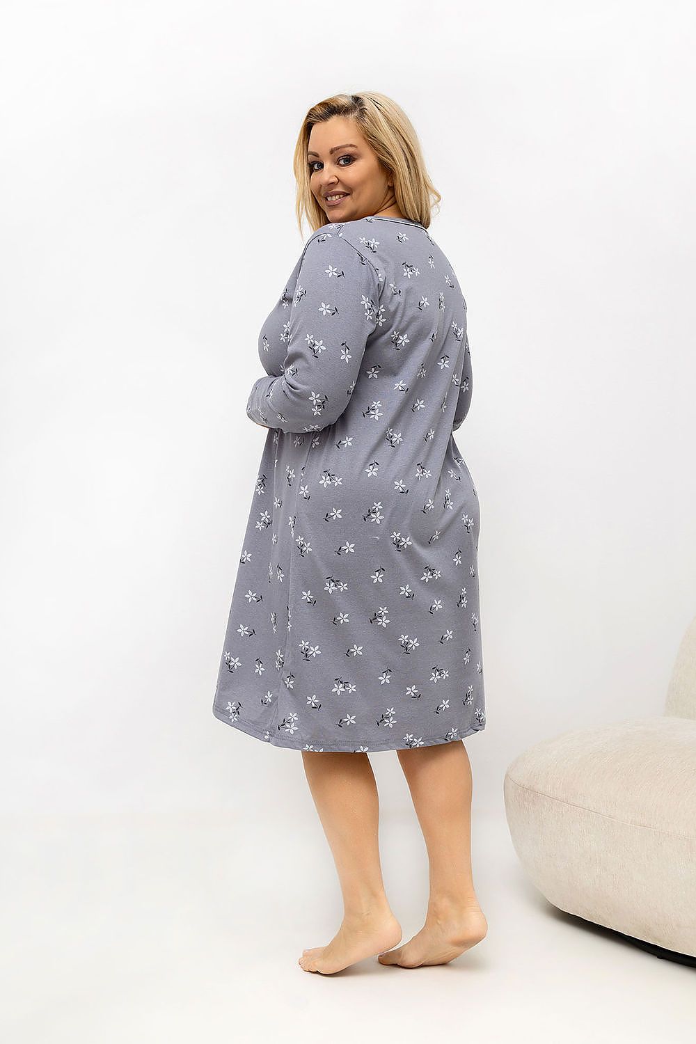   Koszula Nocna Plus Size Model DU-KN-FP-606.09 Dark Grey - Forever Pink 