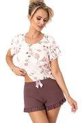  Piżama Damska Model Amaris Short 205327 Ecru/Śliwka - Donna 