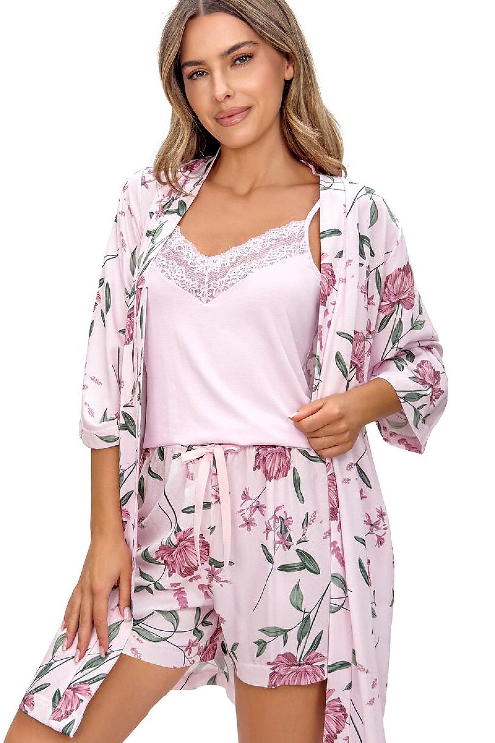  Piżama Damska Model Gabriela Top 235753 Powder Pink/Wzór - Donna 