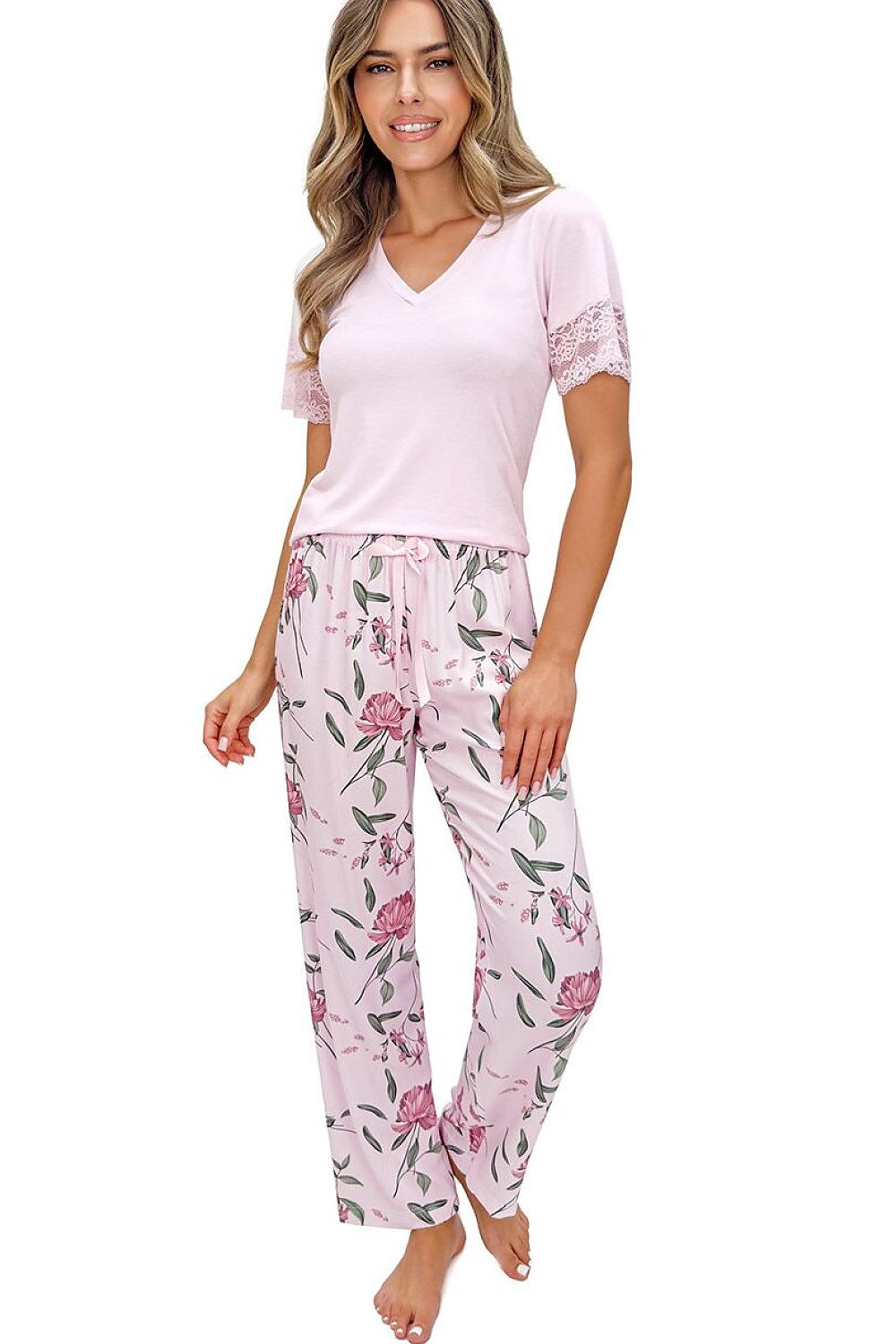  Piżama Damska Model Gabriela Long 235747 Powder Pink - Donna 