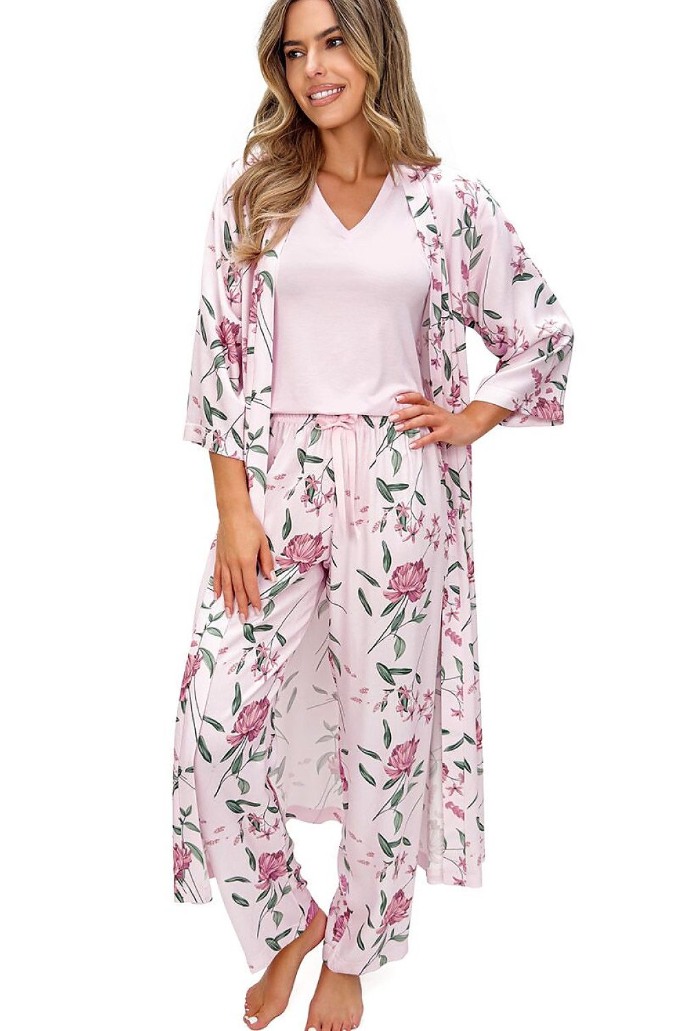  Piżama Damska Model Gabriela Long 235747 Powder Pink - Donna 