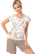  Piżama Damska Model Michelle 1/2 217005 Beige/Ecru - Donna 