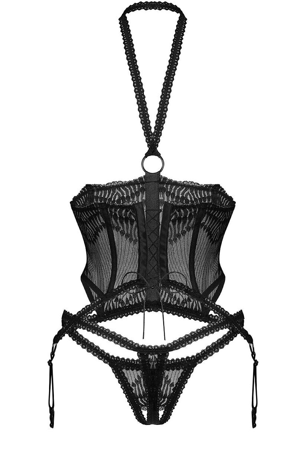   Komplet Gorset Model Alliane 206623 Black - Obsessive 
