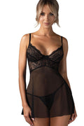   Komplet Model Perisia Babydoll 198136 Black - Obsessive 