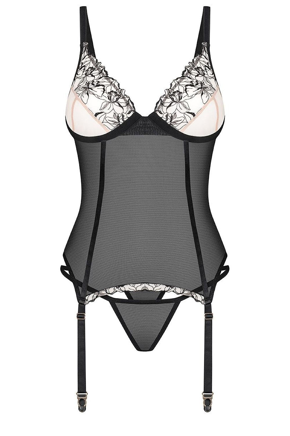   Komplet Gorset Model Vila Blanes 198076 Black Wzór - Obsessive 