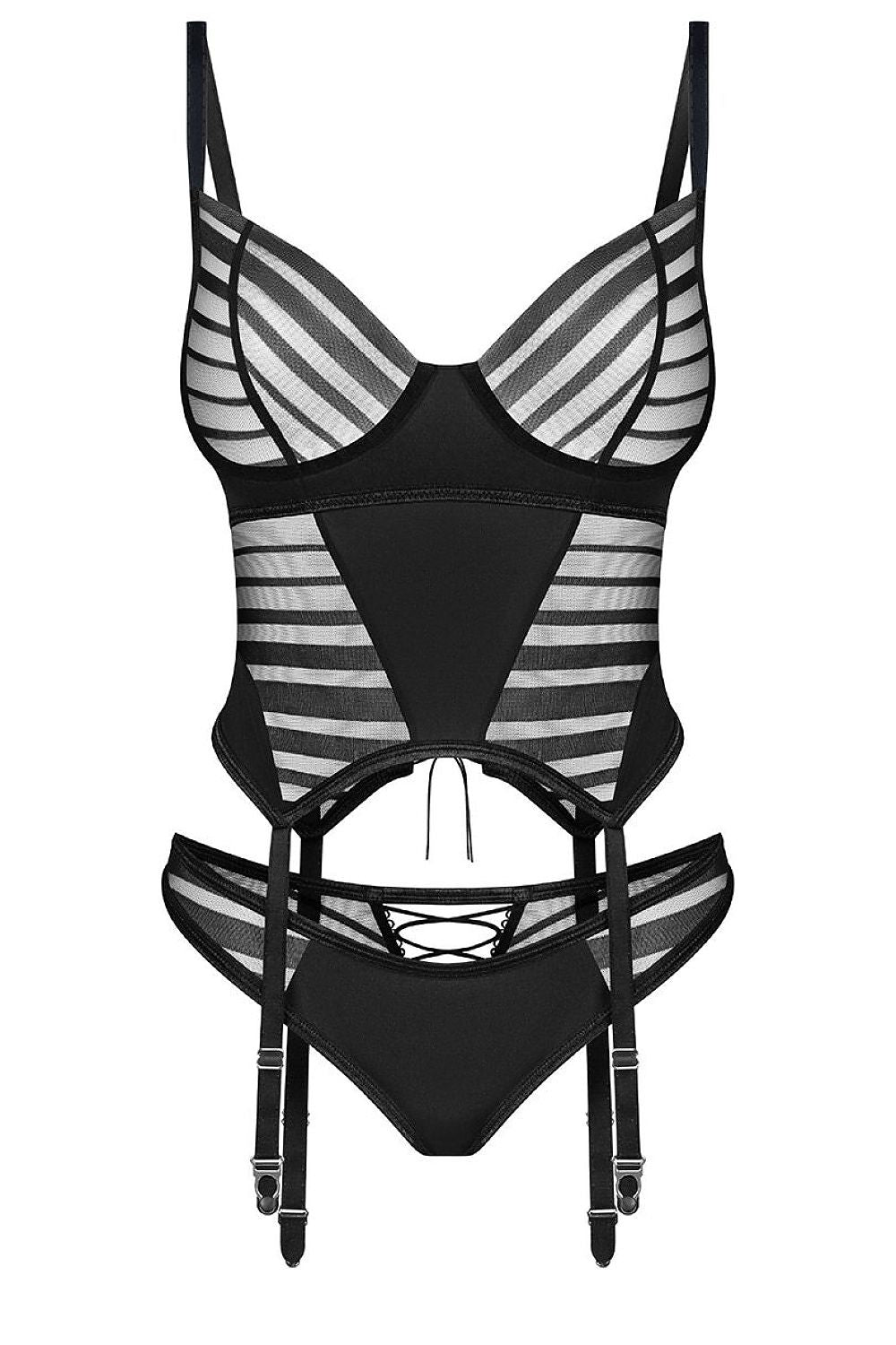   Komplet Gorset Model Lune Bellis 198037 Black - Obsessive 