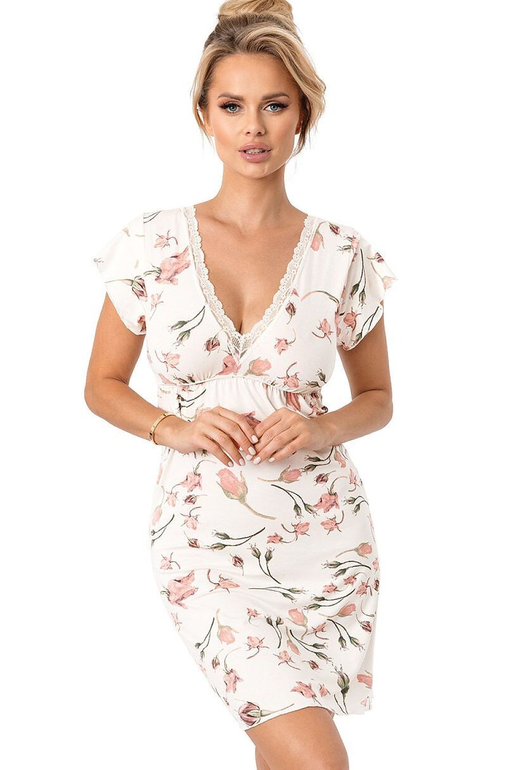 Koszulka nocna Koszula Nocna Model Amaris 238336 Ecru Wzór - Donna 