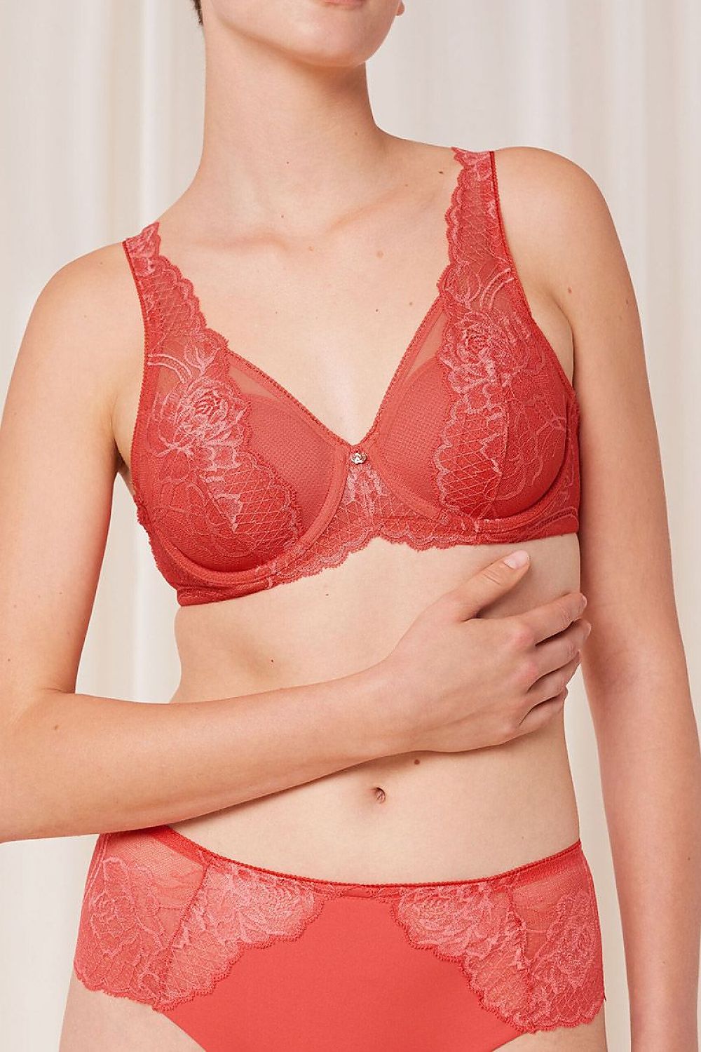  Biustonosz push up Biustonosz Usztywniany Model Wild Peony Florale 10209627-7802 186234 Coral - Triumph 