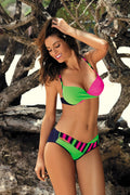  Kostium dwuczęściowy Kostium Kąpielowy Model Tamara Blu Scuro-Blight Green-Rosa Shocking M-399 Green/Pink - Marko 