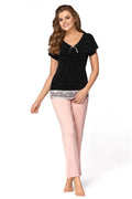  Piżama Damska Model Iris Black/Powder Pink - Babella 