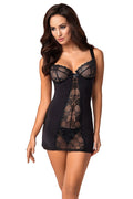  Komplet Model Heartina Chemise Black - Obsessive 