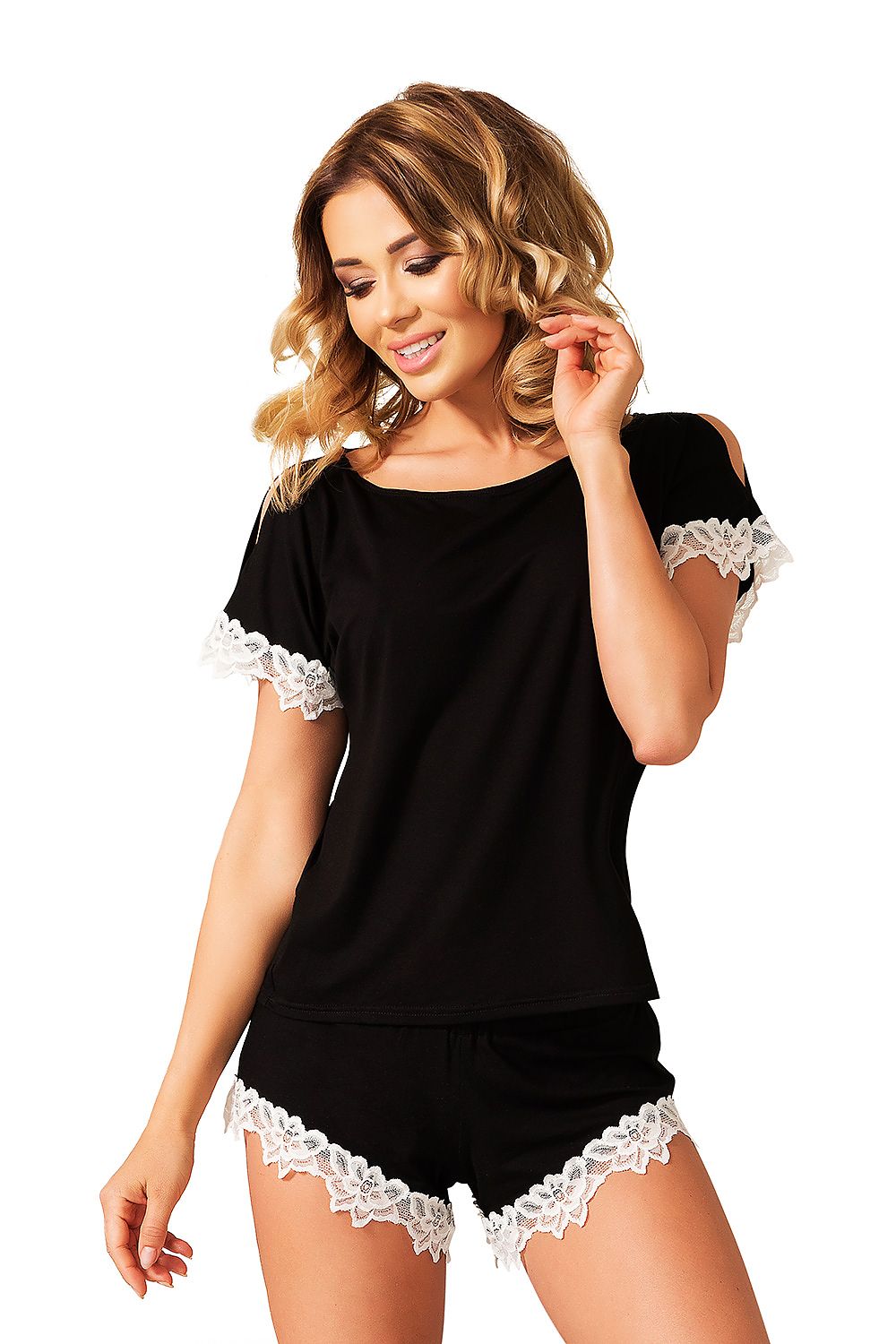  Piżama Komplet Model Delos wiskoza Black - Kalimo 