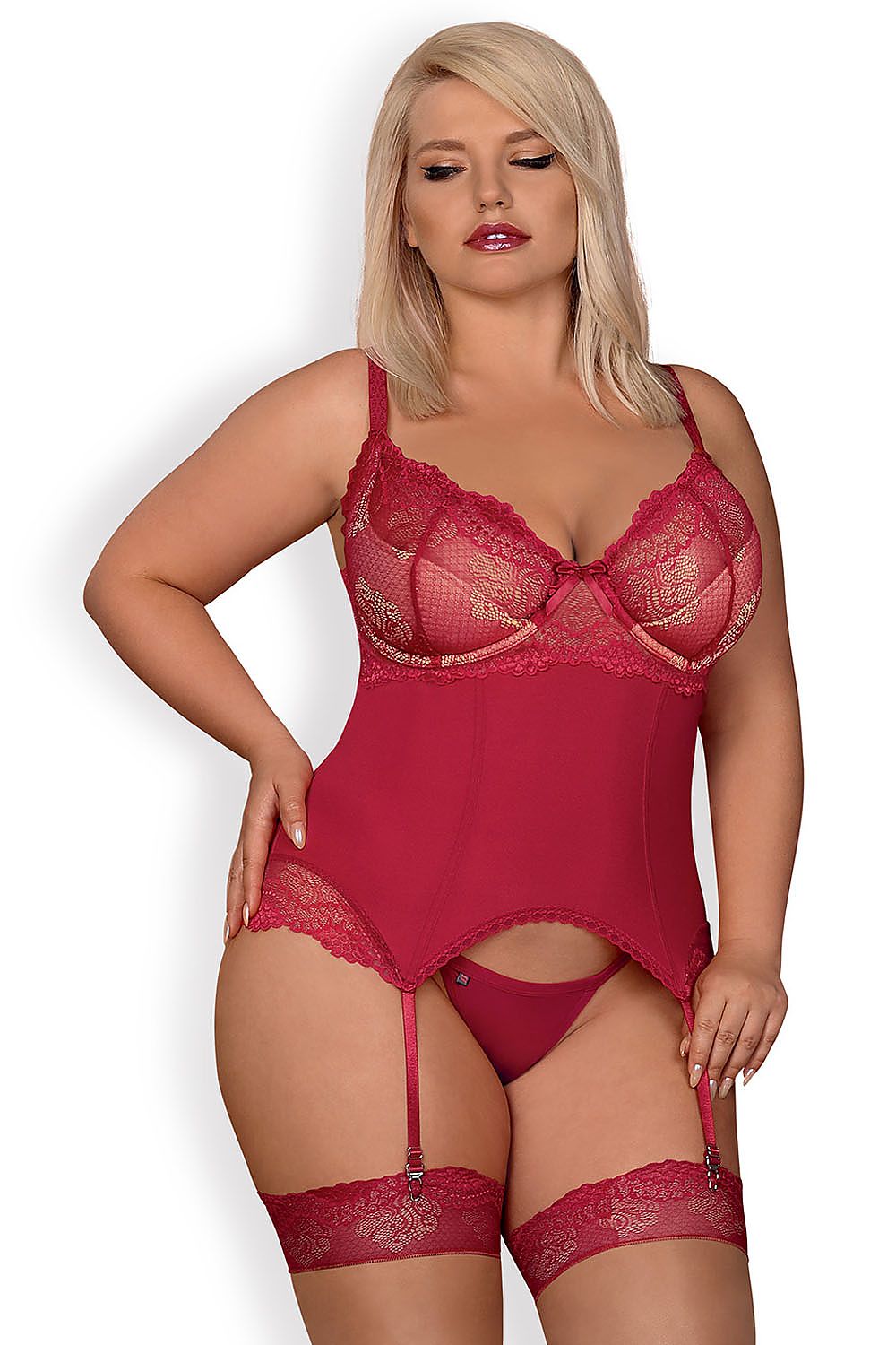  Komplet Gorset Model Rosalyne Red - Obsessive 