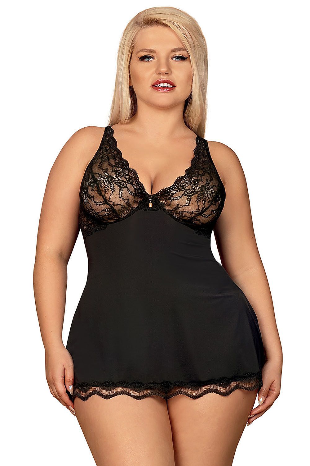   Komplet Model Luvae Babydoll Black - Obsessive 