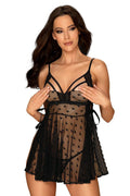   Komplet Model Heartia Babydoll Black - Obsessive 