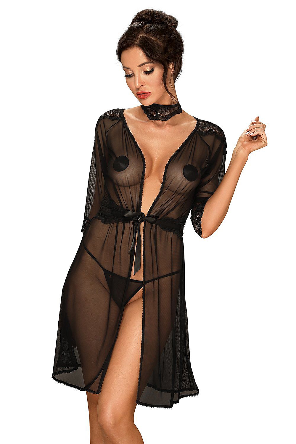   Komplet Peniuar Model Lutica Black - Obsessive 
