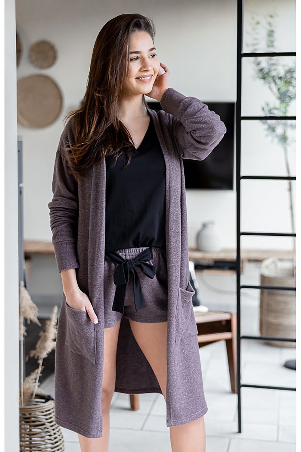  Sweter Kardigan Model Magnetism Brown - Sensis 
