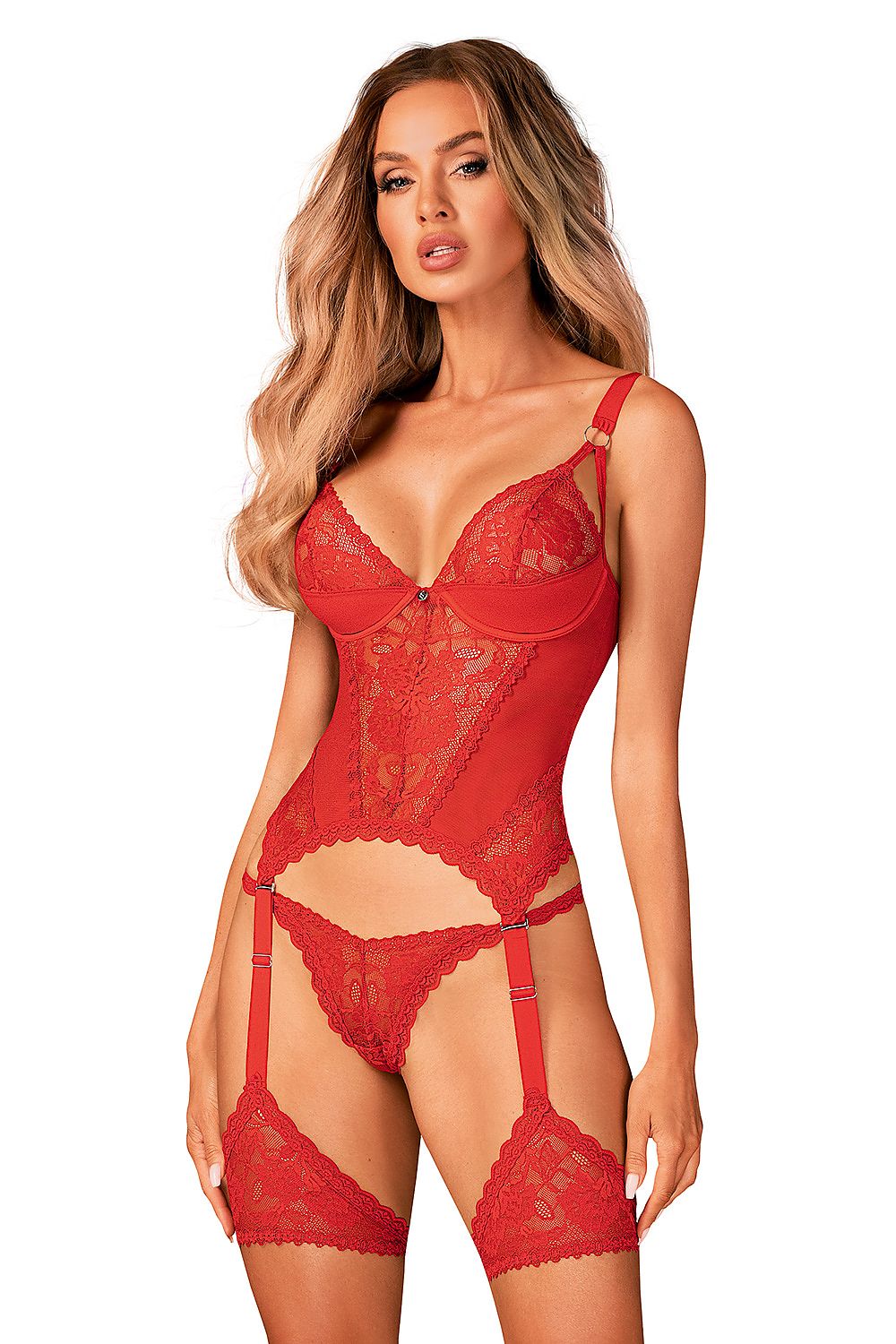   Komplet Gorset Model Belovya Red - Obsessive 