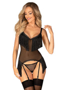   Komplet Gorset Model Sherila Black - Obsessive 